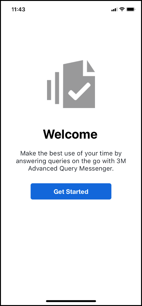 Welcome screen in iOS for Advanced Query Messenger